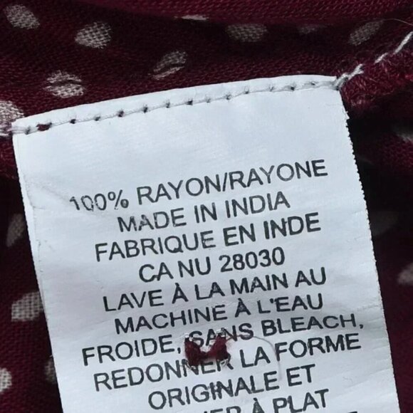 Simons Twik Printed Long Sleeve Blouse Top Rayon Red White Size XS - Picture 7 of 9